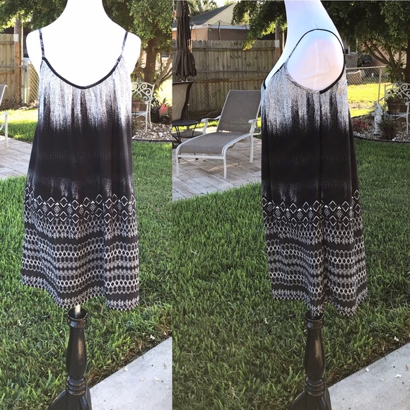 ONE CLOTHING SMALL NWOT Black, Silver and White Strappy Shift Mini Tunic Dress - Picture 4 of 8
